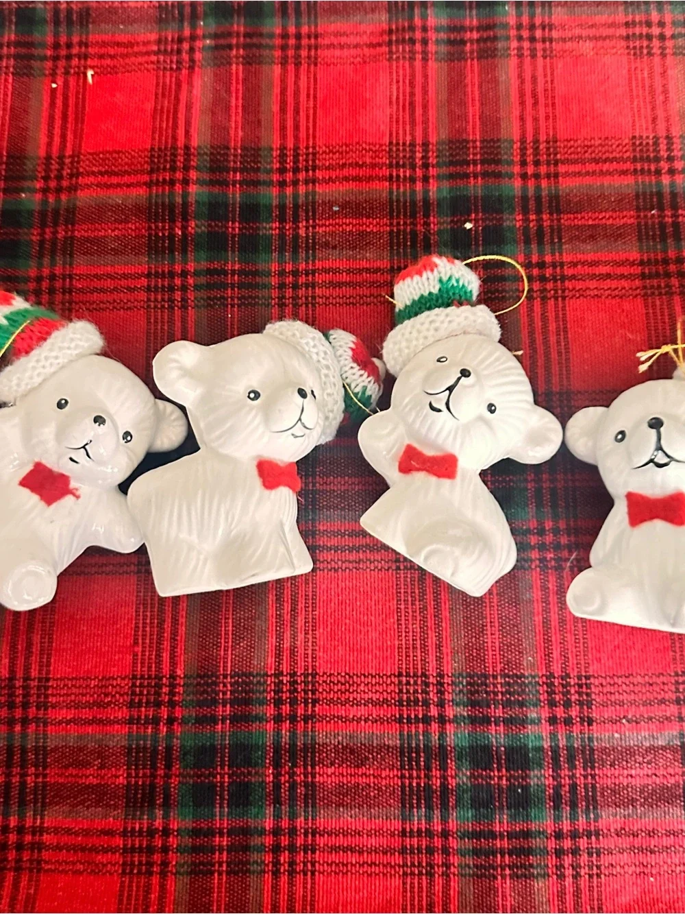 Lot of 4 vintage snow bear Christmas ornaments